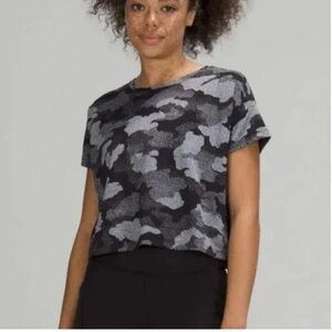Lululemon Cates Training Tee, Short Sleeve, Heritage Camo, Black and White